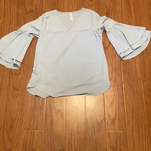 Light blue flare sleeve top